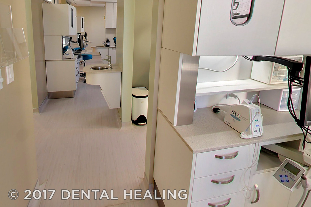 Photo of Green Office of Dental Healing - Holistic Oral Health and Wellness: the Operating Rooms featuring MCC's Customized Center Island Units and Rear Dental Cabinets