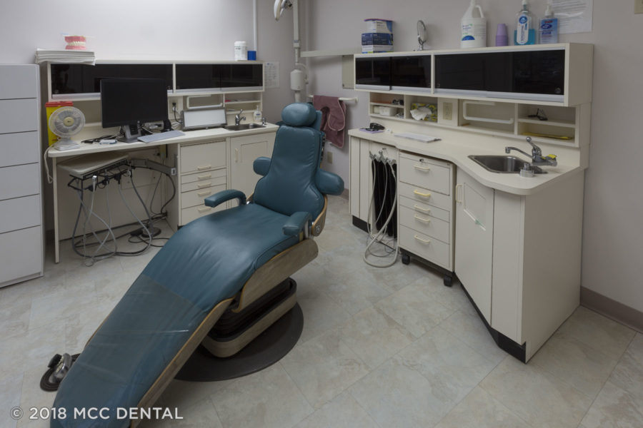 Side and rear dental cabinets.