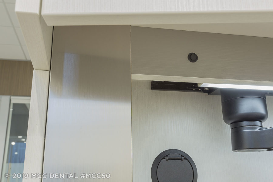 MCC Perfect Fit Rear Dental Cabinet in Latitude North-Light Switch Detail and Location